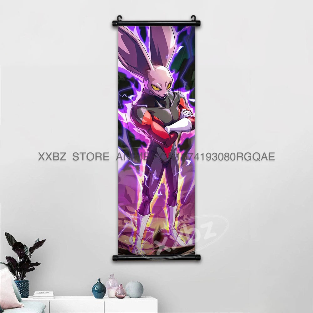 Dragon Ball Scrolls Picture Wall Art Goku Saiyan Hanging Painting Canvas Anime Poster Hot Blooded Home Decor Kawaii Kids Room