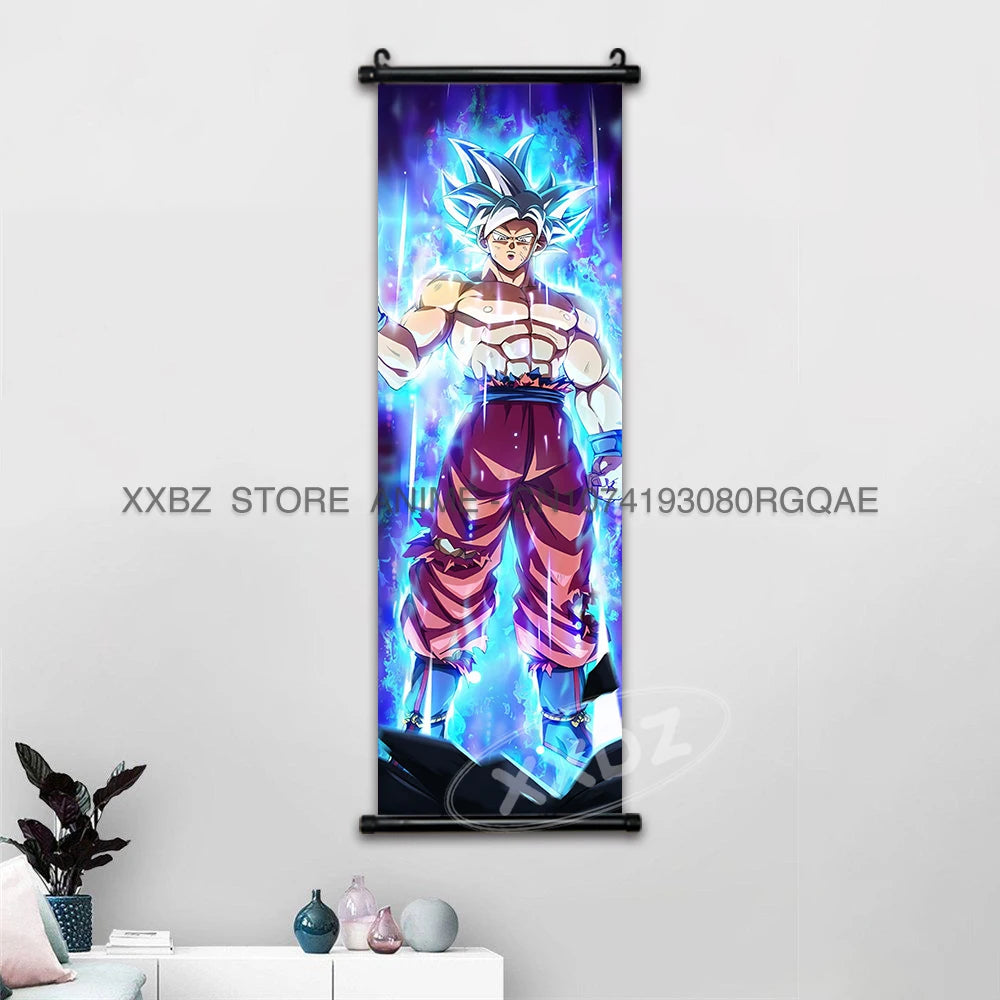 Dragon Ball Scrolls Picture Wall Art Goku Saiyan Hanging Painting Canvas Anime Poster Hot Blooded Home Decor Kawaii Kids Room