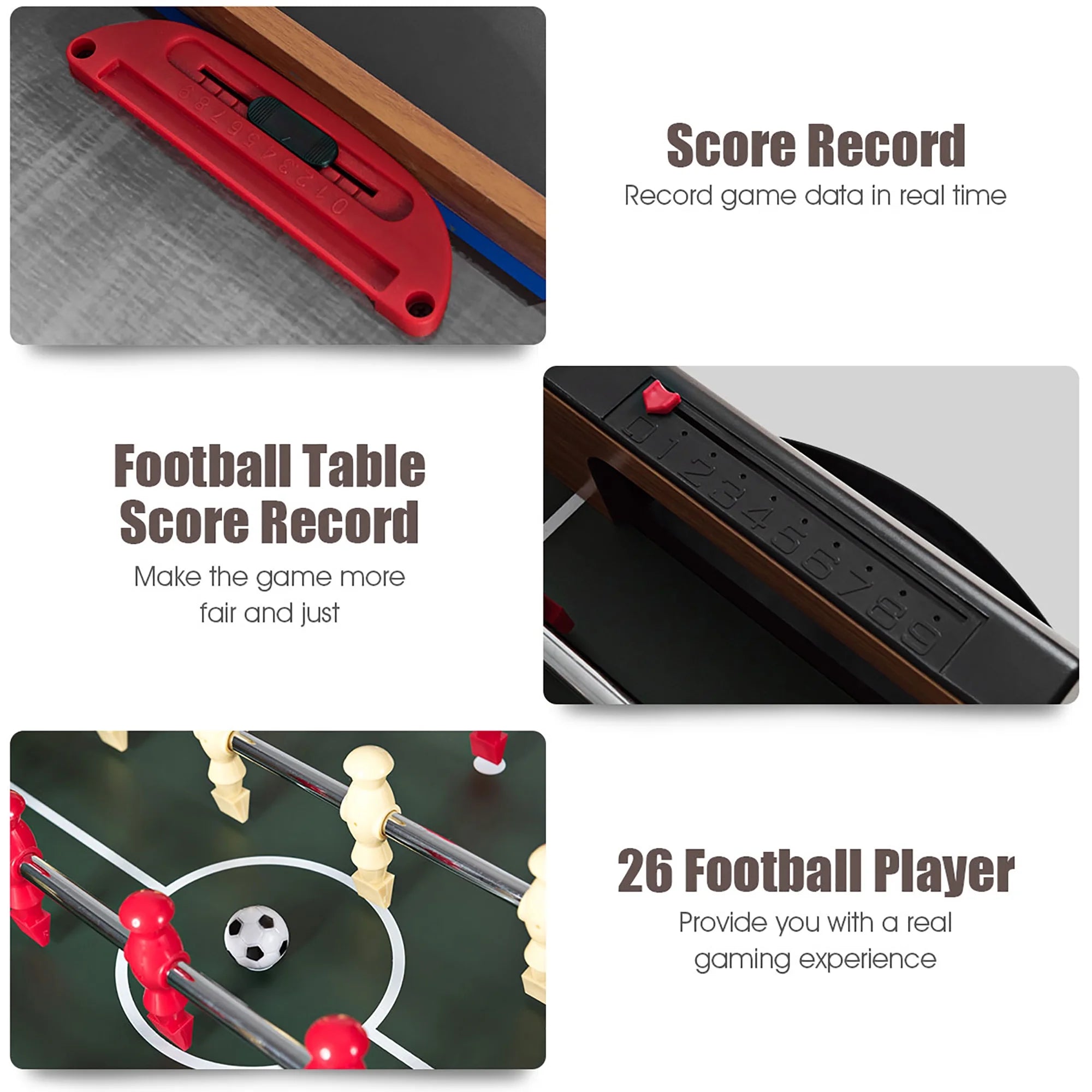 48'' 3-In-1 Multi Combo Game Table Foosball Soccer Billiards Pool Hockey for Kids