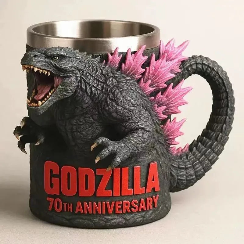 6 Types Godzilla Anime Peripheral Model Ornament Water Cup Godzilla 70Th Anniversary 3D Resin Mug Cartoon Coffee Cups Kids Gift