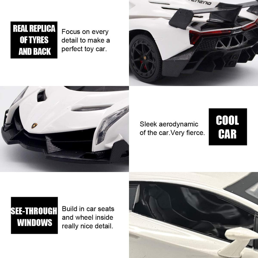 Remote Control RC CAR Racing Cars Compatible with Lamborghini Veneno Officially Licensed 1:24 Toy RC Cars Model Vehicle for Boys 6,7,8 Years Old,White