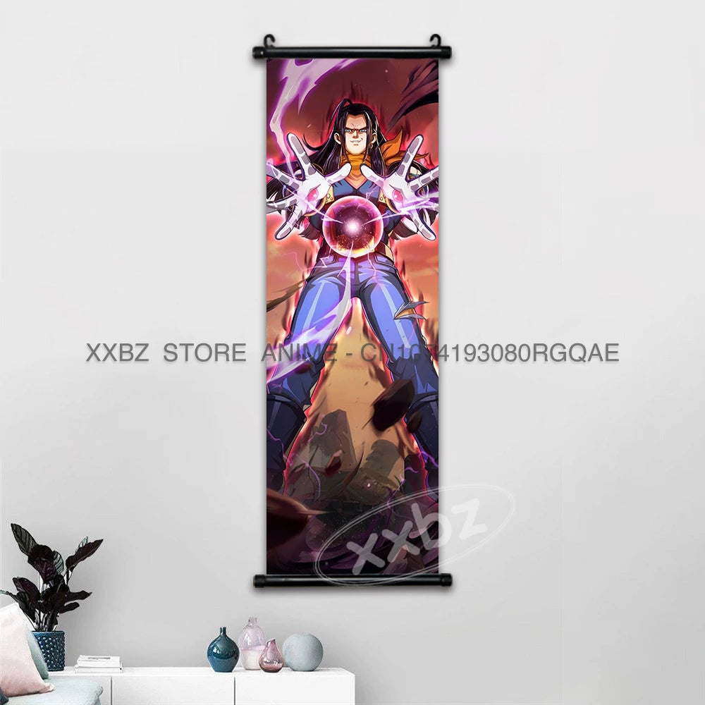 Dragon Ball Scrolls Picture Wall Art Goku Saiyan Hanging Painting Canvas Anime Poster Hot Blooded Home Decor Kawaii Kids Room