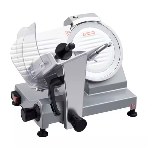 240W Silver Semi-Automatic Electric Frozen Meat Slicer with 10" Stainless Steel Blade, 0 to 0.48" Thickness Adjustable