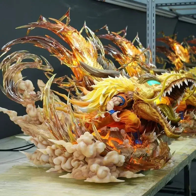 Dragon Ball Ls Dragon Fist Wukong Super Three Dragon Fist Explosion Scene Gk Handmade Statue Model Ornament Birthday Gift