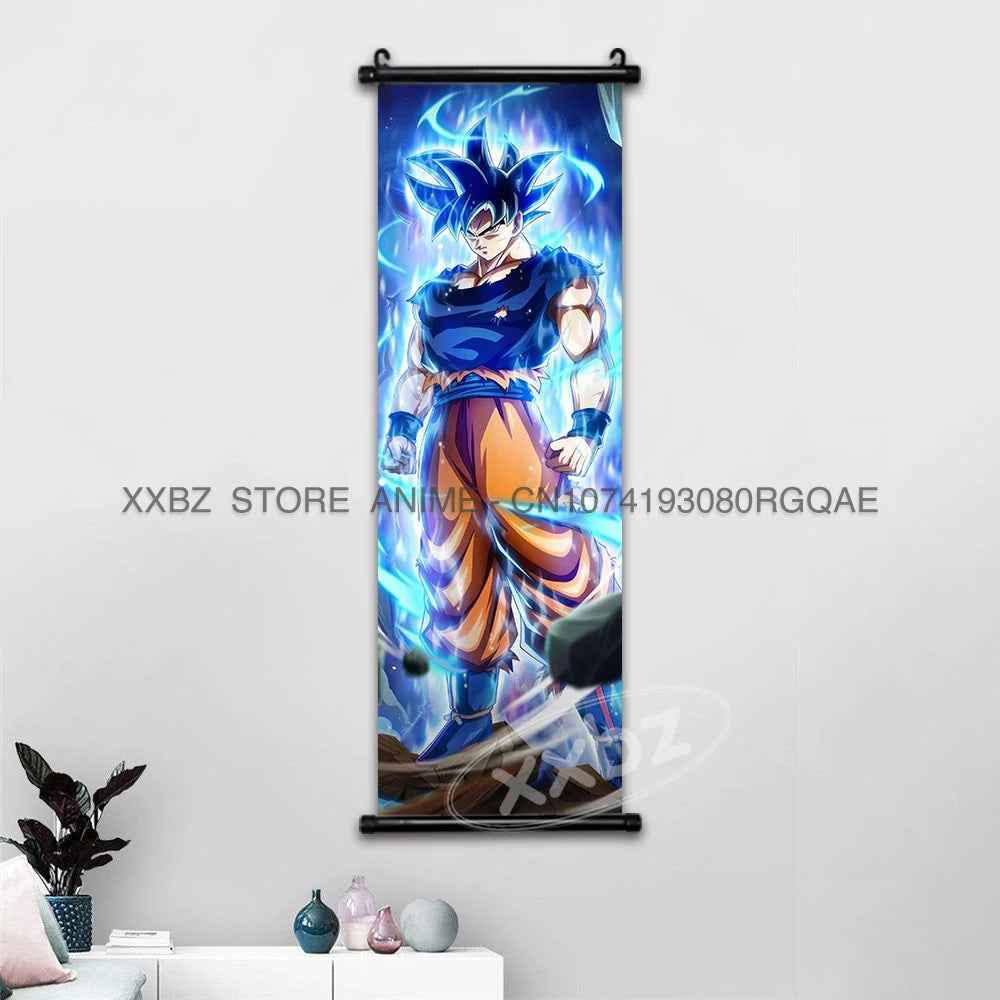 Dragon Ball Scrolls Picture Wall Art Goku Saiyan Hanging Painting Canvas Anime Poster Hot Blooded Home Decor Kawaii Kids Room