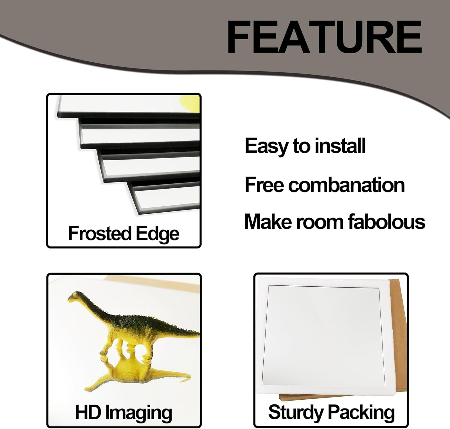 Large Home Gym Mirror Tiles - 12 Pcs Full Body Workout Mirrors 16"X12
