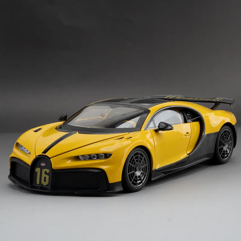 1:18 Bugatti Chiron PUR SPORT Alloy Sports Model Diecast Metal Racing Car Vehicle Model Sound and Light Simulation Kids Toy Gift