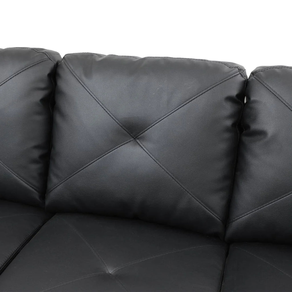 4-Seat Faux Leather Sectional Sofa Couch with Chaise Lounge, L Shaped Sofa Set Living Room Furniture Sofa Sets for Home, Left Side, No Ottoman, Black