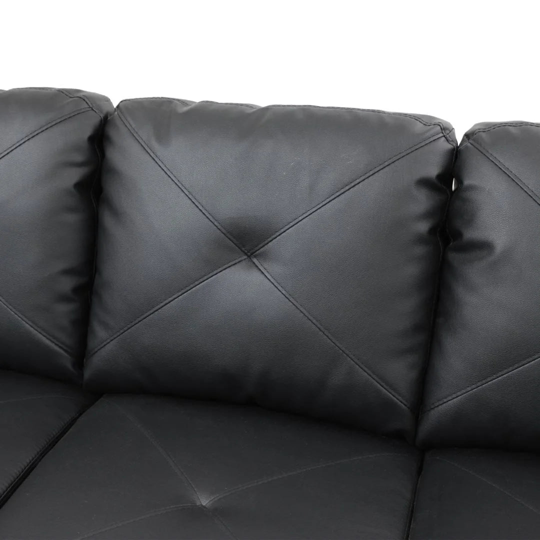 4-Seat Faux Leather Sectional Sofa Couch with Chaise Lounge, L Shaped Sofa Set Living Room Furniture Sofa Sets for Home, Left Side, No Ottoman, Black
