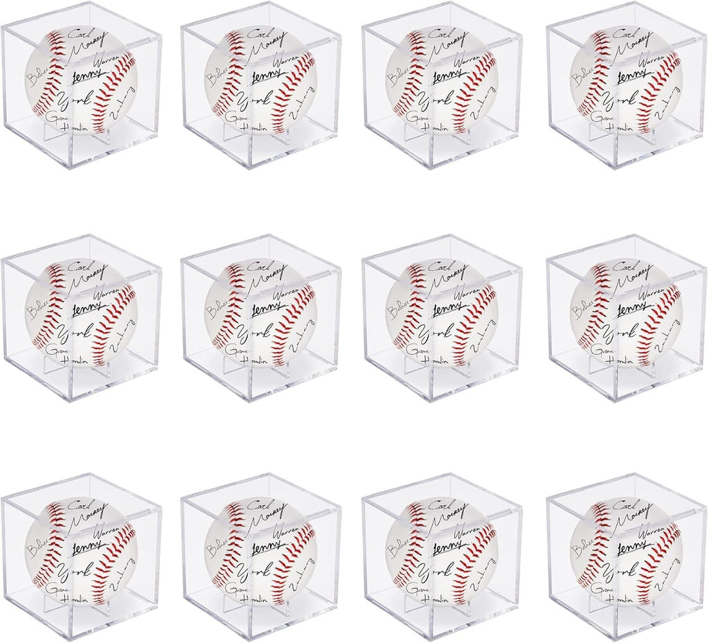 12Pack Baseball Display Case Acrylic Cube - UV Protected Acrylic Baseball Holder