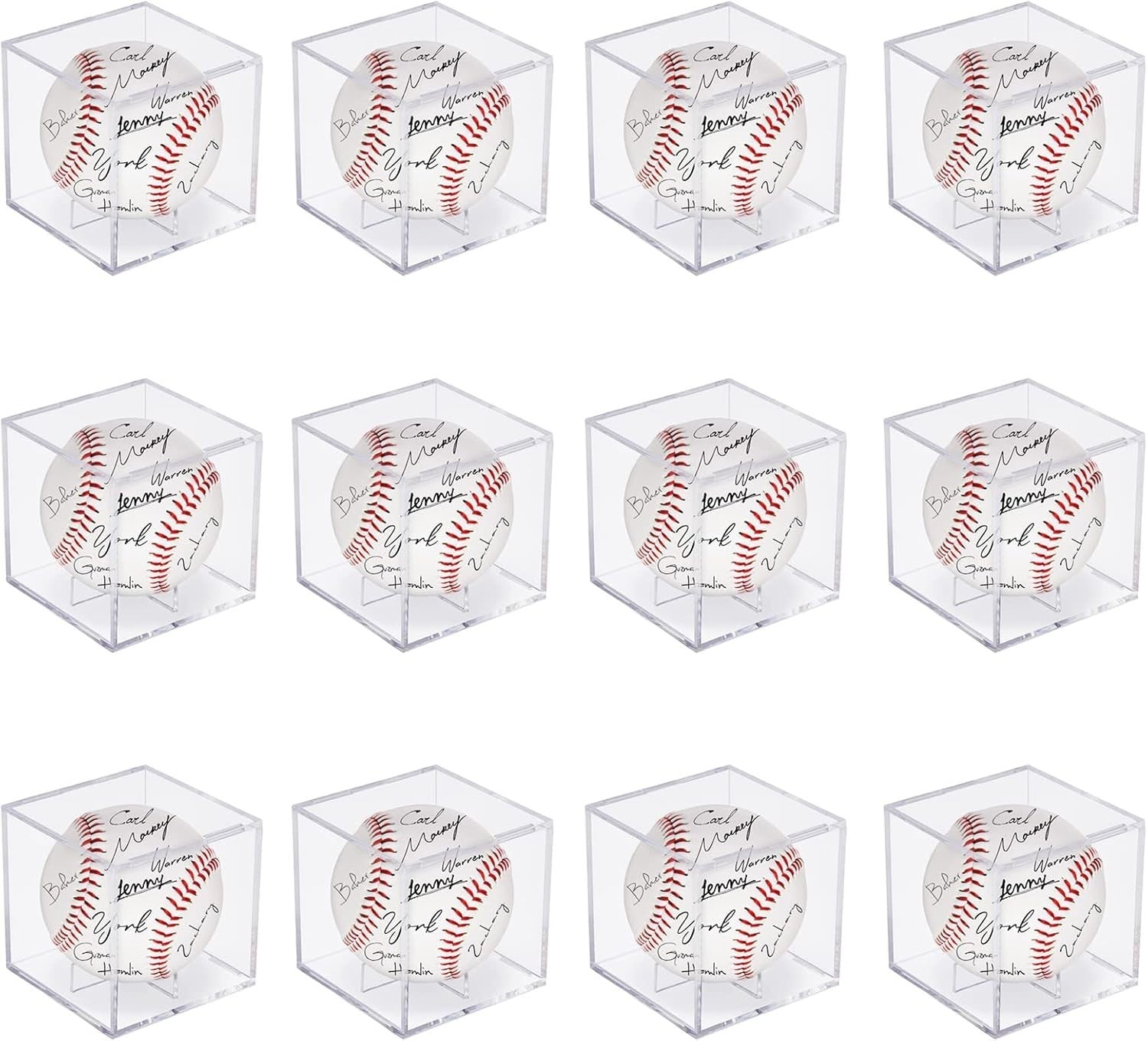 12Pack Baseball Display Case Acrylic Cube - UV Protected Acrylic Baseball Holder