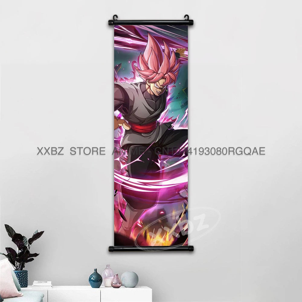 Dragon Ball Scrolls Picture Wall Art Goku Saiyan Hanging Painting Canvas Anime Poster Hot Blooded Home Decor Kawaii Kids Room