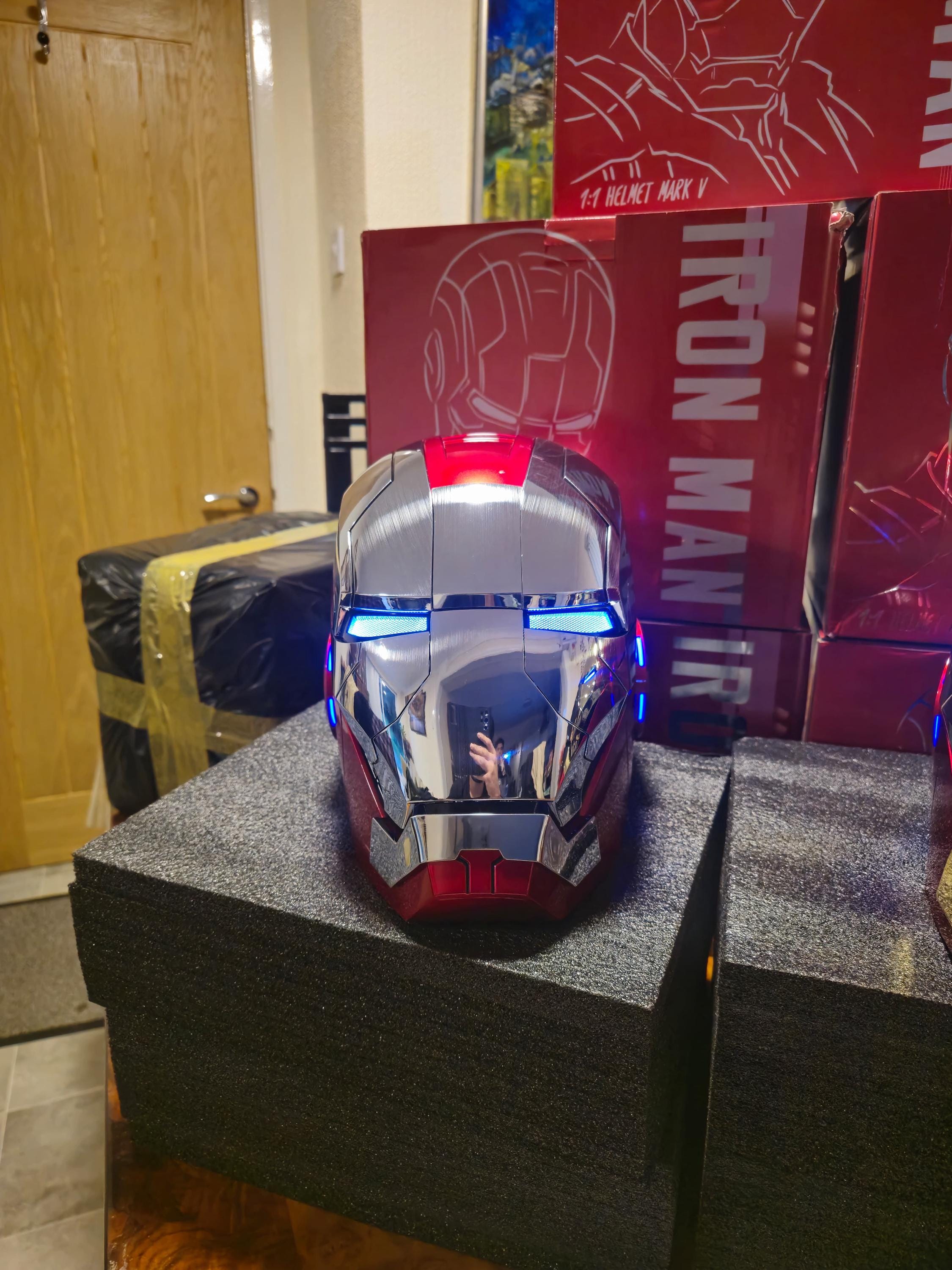 IRONMAN MK5 Helmet UPGRADED 2025 Side Lights Silver